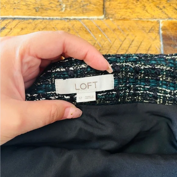 LOFT Green A-Line Mini Skirt for Work - Picture 6 of 8